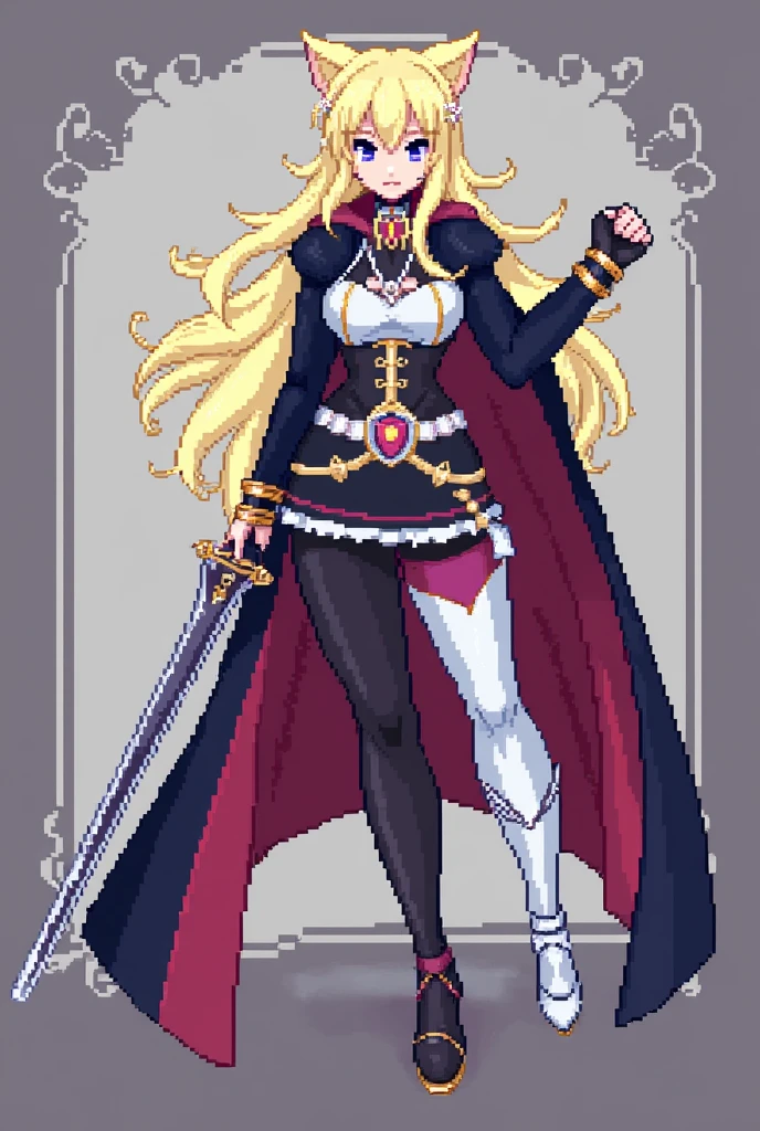 （tmasterpiece，top Quority，best quality），pix，pixelart，1girl，full bodyesbian，catgirl，armor，posing