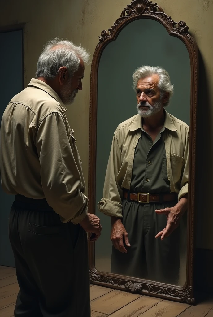 A poor man seeing in mirror as rich man