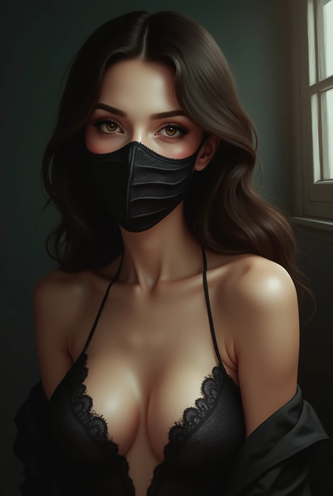 Draw sexy girl in gagged mask