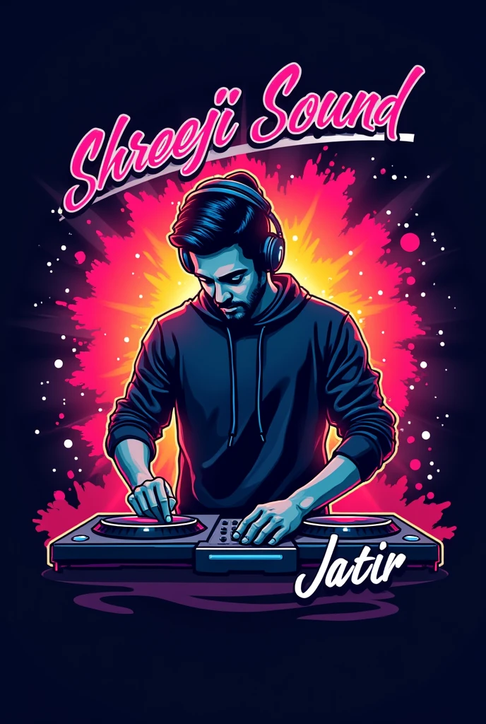 Dj logo named Shreeji Sound and at bottom dj jatin with small letters