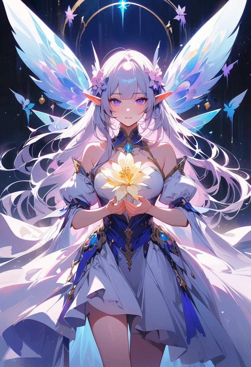 There is a doll,There is a purple and white skirt and a white skirt, space flower Fairy, astral Fairy, Elf, Ethereal fantasy, Ethereal!!!!!!!, Fairy, She is surrounded by frozen flowers, 美麗的Fairy, water Fairy, beautiful Fairy, of Ethereal fantasy, 微笑如Immortal King, Ghost Festival, Ethereal wings, Immortal King