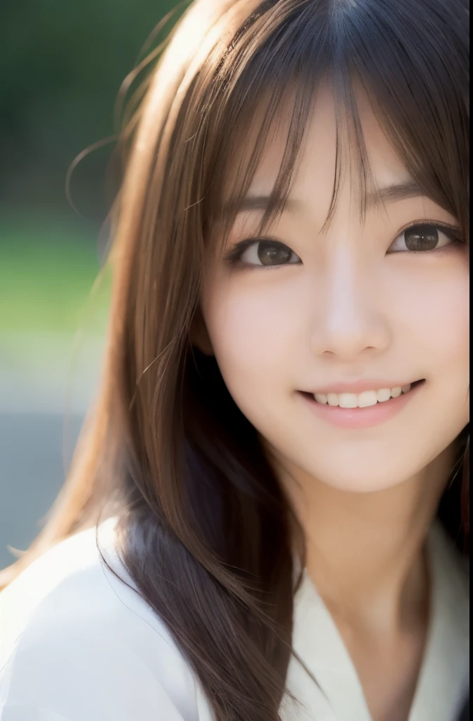 best quality, face focus, soft light, ultra high res, (photorealistic:1.4), RAW photo,(Shinozaki Ai), white skin, kawaii, 1 Japanese girl, solo, cute, (smile), (pupil, lights in the eyes), detailed beautiful face, Medium-sized breasts,(high resolution detail of human skin texture),(long hair),(portrait), upper body, white traditional kimono,