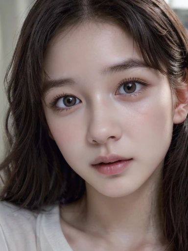 (8k,High resolution、masterpiece、High resolution、detailed、Highest quality、Surreal、RAW Photos)、student、One Woman、、Young、Cute face、Real Skin、Long Hair、18-year-old、、Brown eyes、Black Hair、Various expressions、White underwear