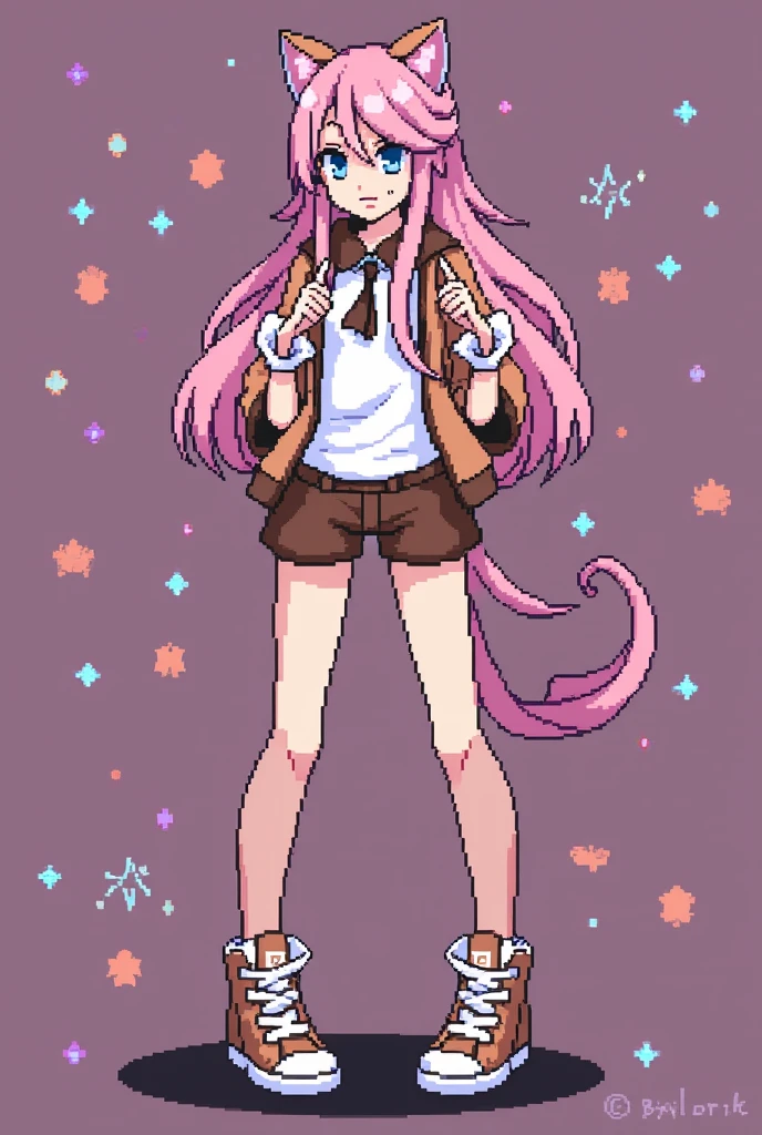 (tmasterpiece,top Quority,best quality),pix,pixelart,1girl,full bodyesbian,catgirl,