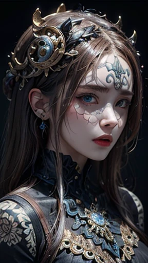 (masterpiece, best quality: 1.2), ultra detailed, highest detail, (body horror: 0.1), (biomachine: 1.1), (bloody: 0.0), living being, (colorful: 1.2), (zentangle: 1.2), cranium basher,