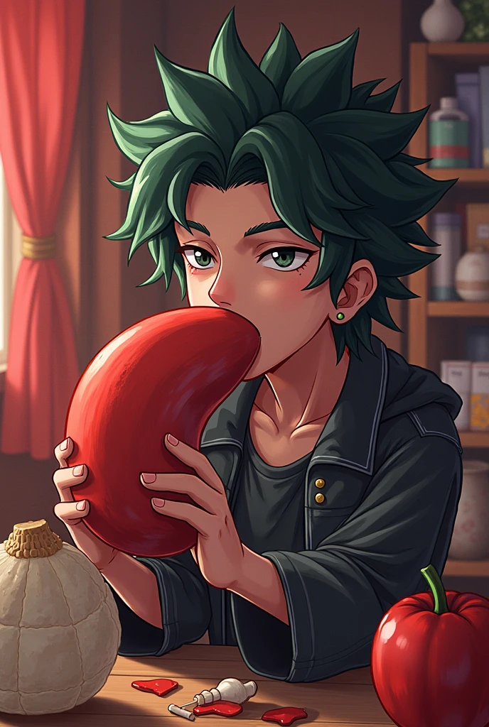 Deku sucking Tanjiro's cock