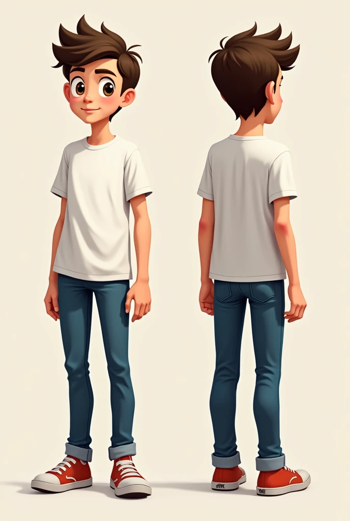 Want to create 2D character model sheet in 4 views of boy who is  with full body 