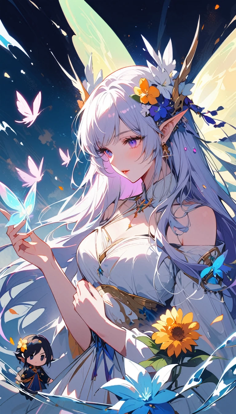 There is a doll,There is a purple and white skirt and a white skirt, space flower Fairy, astral Fairy, Elf, Ethereal fantasy, Ethereal!!!!!!!, Fairy, She is surrounded by frozen flowers, 美麗的Fairy, water Fairy, beautiful Fairy, of Ethereal fantasy, 微笑如Immortal King, Ghost Festival, Ethereal wings, Immortal King
