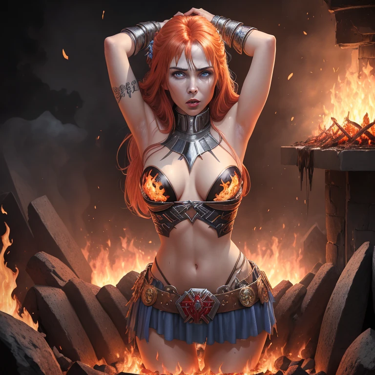Iron Maiden is a beautiful woman surrounded by flames and ice
