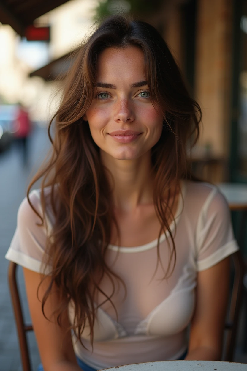 nfsw,RAW,, Nikon Z 85mm, award-winning glamor photography, ((best quality)), ((masterpiece)), ((realistic)), beautiful French woman not wearing anything , no clothes , see through t-shirt , 25 years old, (long brown hair), hazel eyes, sitting outside in a cafe in Rome, , ((small breasts)), innocent, intricate details, highly detailed, sharp focus, professional, 4k, , stunning blue eyes, small, delicate, innocent, high resolution, detailed facial features, high detail, sharp focus, soft , aesthetic, extremely detailed, photo_\(ultra\), photorealistic, realistic, post-processing, maximum detail, roughness, real life, ultra-realistic, photorealism, photography, 8k uhd, photography, SEMI-SILHOUETTE light, russian face,nfsw