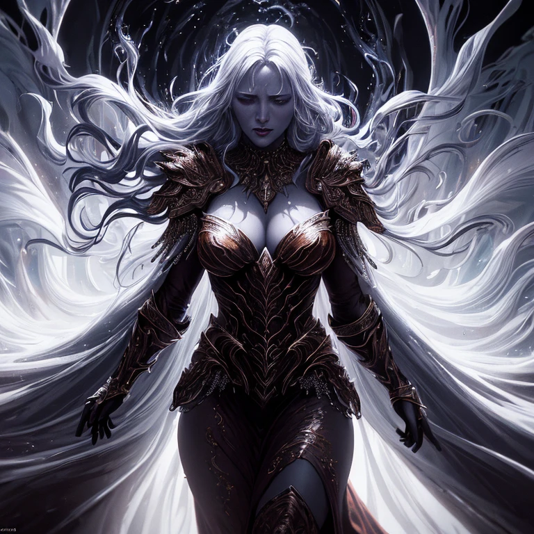 A beautiful woman covered in flames and ice, iron maiden, chiaroscuro lighting, ethereal, dramatic, cinematic, fantasy, surreal, dynamic composition, highly detailed, photorealistic, 8k, hyper detailed, masterpiece, award winning, stunning colors, dramatic lighting, cinematic atmosphere, intricate details, mesmerizing, elegant, graceful, powerful, intense, captivating
