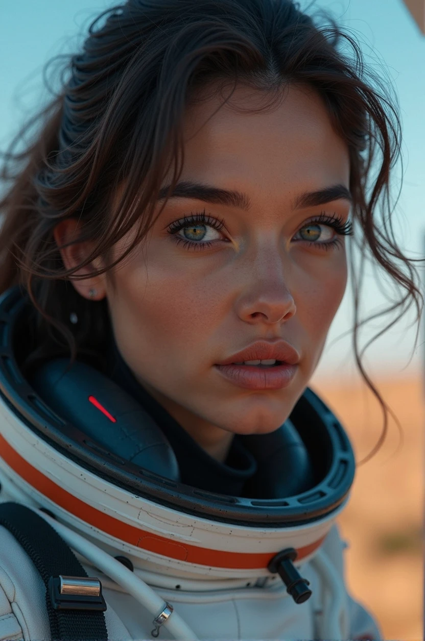 ((long shot)) brunette influencer with long, naturally wavy hair, green eyes, sexly, big , enjoying a coffee in the mountains, elegant and modern look, relaxing, Calm, extravagant , 8k, extremely detail, photorealestic, Details Complicated, Realistic skin texture, realistic hair, Textur, Happy, 8K UHD, best quality, High resolution, attention to details, very large , long shot, wide angle,(big boobs)