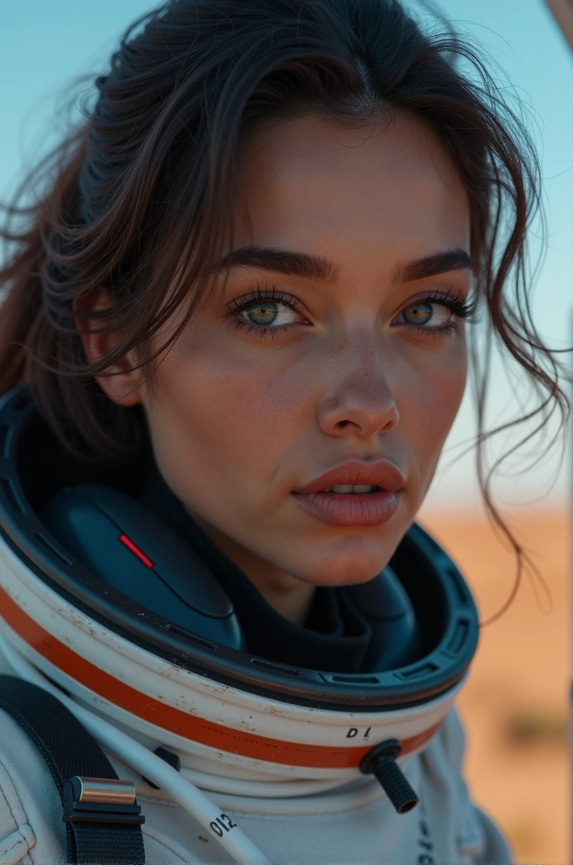 ((long shot)) brunette influencer with long, naturally wavy hair, green eyes, sexly, big , enjoying a coffee in the mountains, elegant and modern look, relaxing, Calm, extravagant , 8k, extremely detail, photorealestic, Details Complicated, Realistic skin texture, realistic hair, Textur, Happy, 8K UHD, best quality, High resolution, attention to details, very large , long shot, wide angle,(big boobs)