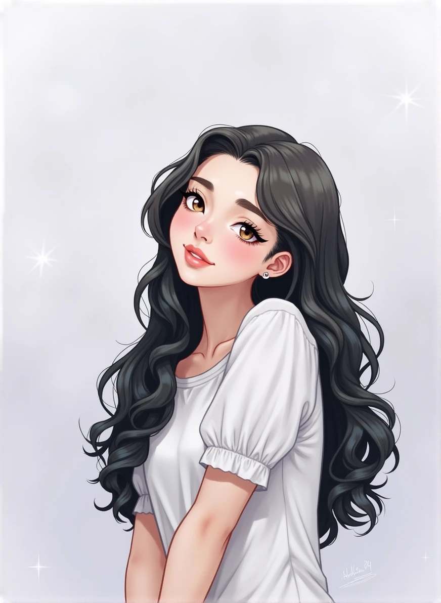 I would like a brunette female version character with curly hair