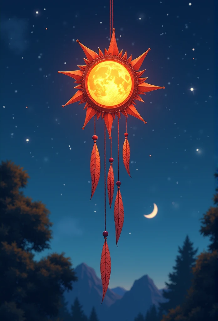 Isometric animation of Suncatcher Sil Off, lampshade/prickly, Night Sky