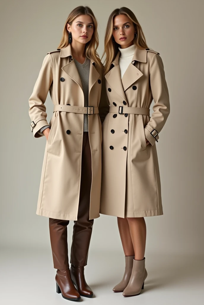 Heidi Klum and her  doughter in beige Trenchcoat with ear rings gloves and boots
