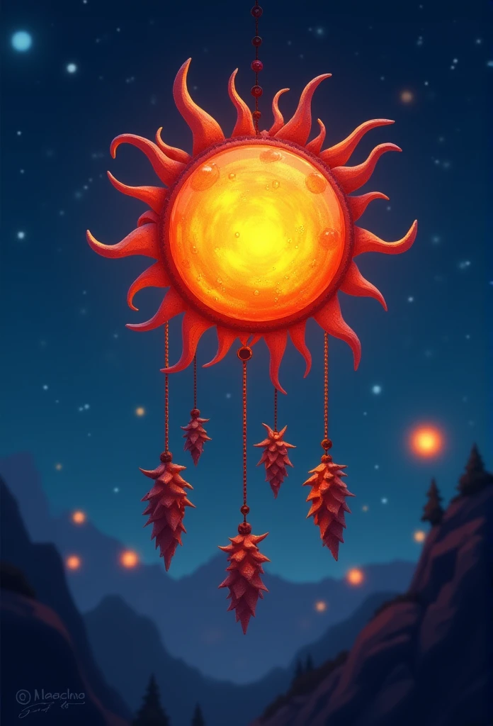 Isometric animation of Suncatcher Sil Off, lampshade/prickly, Night Sky