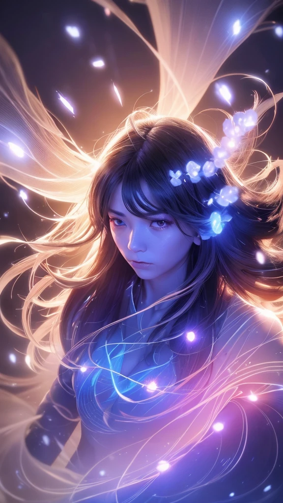 (((8k))), (((High resolution))),((Highest quality)),Beautiful Shrine Maiden,shrine,Upper body only,Face close-up,Beam from the right,BATTLE MODE, A blue aura swirling around the body,fog,Mysterious atmosphere,Serious face,Ultra-realistic,8k,Ultra-fine,Very detailed