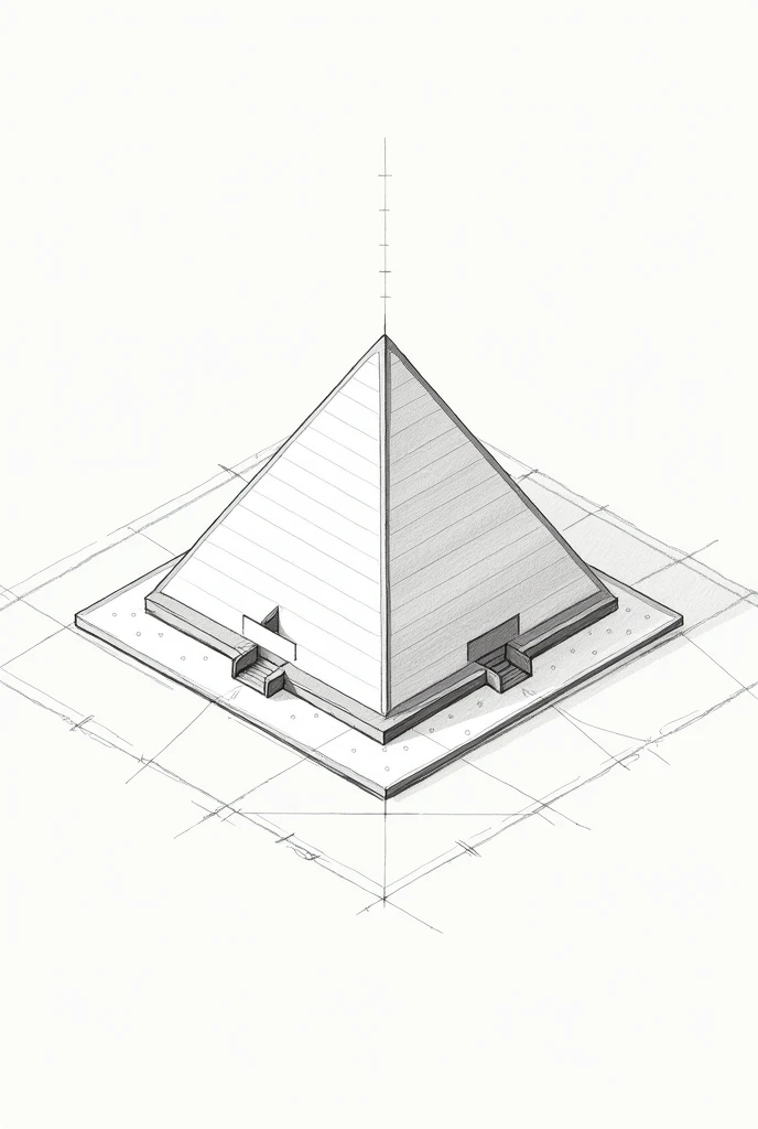 Draw a sketch of a pyramid with isometric perspective
