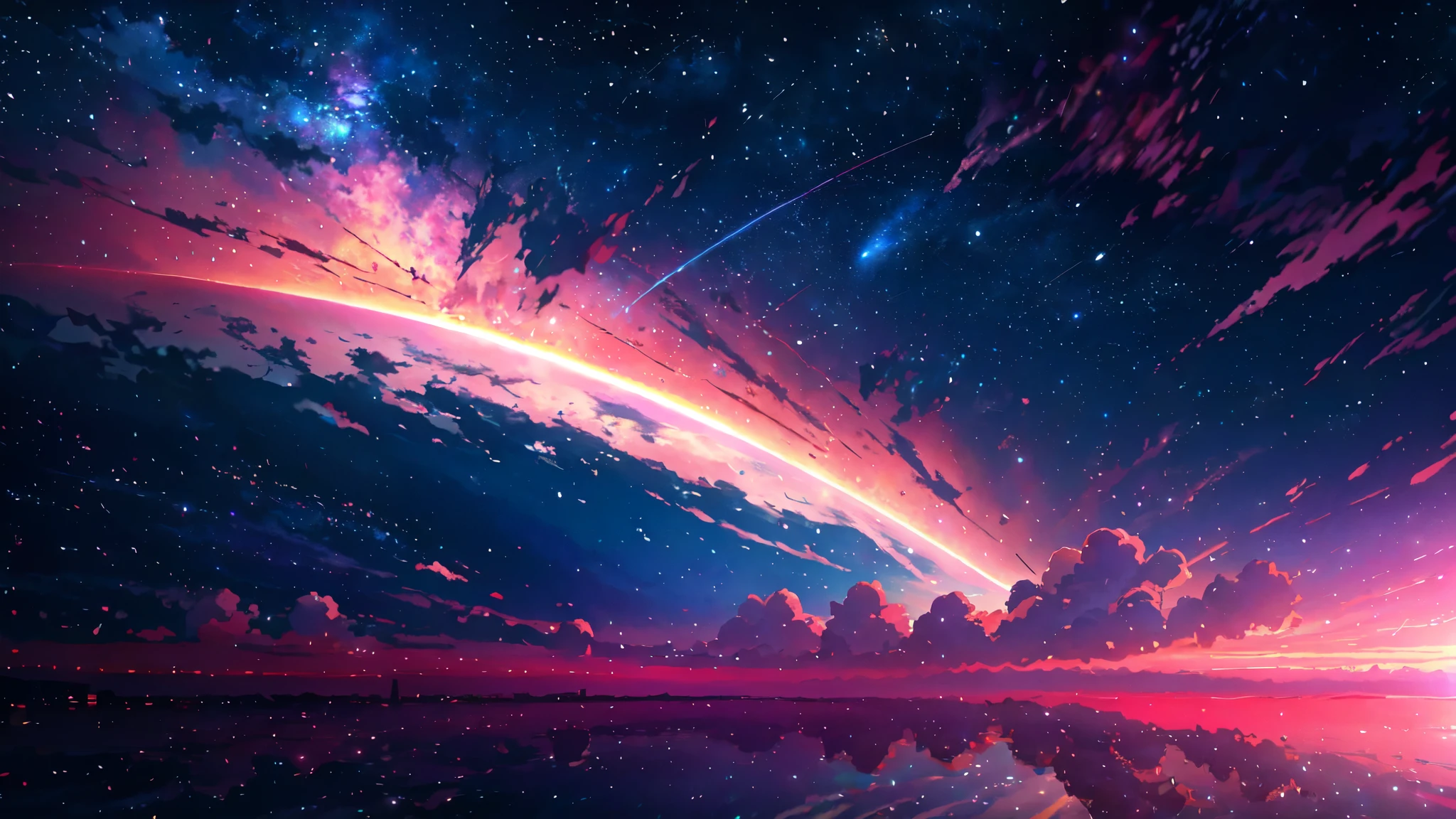 anime - style scene of a beautiful sky with a star and a planet, cosmic skies. by makoto shinkai, anime art wallpaper 4k, anime art wallpaper 4 k, anime art wallpaper 8 k, anime wallpaper 4k, anime wallpaper 4 k, 4k anime wallpaper, anime sky, amazing wallpaper, anime background, heaven planet in background, anime background art