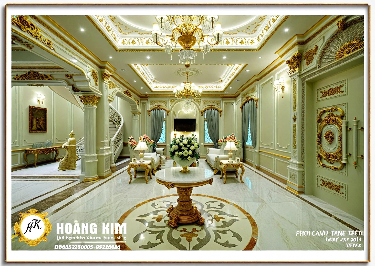      The ceiling is adorned with gold leaf, creating an opulent and luxurious atmosphere. The intricate gilding enhances the classic elegance of the space, reflecting light beautifully and adding a warm glow. At the center, a grand chandelier or ceiling light fixture serves as the focal point.         RAW photo, masterpiece, a view of a ( LIVING ROOM :1.3) with a couch, chairs, and a chandelier, highly detailed interior, neo - classical style, neoclassical style, neoclassicism style, interior architect architectural visualization, neoclassical style, in style of classicism, white light sun, rendered in vray, rendered in v-ray, rendered in unreal engine 3d, (photorealistic:1.2), (photorealistic:1.5), best quality, ultra high res, architechture, (leather sofa detail:1.5), neoclassic house, (detailed railing neoclassic:1.5), luxury neoclassical villa, (mable floor details:1.5), (detailed neoclassical carpet:1.5), in the style of neoclassical scene, glass windows, best quality, (Intricate lines:1.5), ((Photorealism:1.5)),(((hyper detail:1.5))), archdaily, award winning design, (dynamic light:1.3), (day light:1.2), (perfect light:1.3), (shimering light :1.4), refection glass windows, (curved line architecture arch:1.2), photorealistic, FKAA, TXAA, RTX, SSAO, Post Processing, Post-Production, CGI, VFX, SFX, Full color,((Unreal Engine 5)), Canon EOS R5 Camera + Lens RF 45MP full-frame CMOS sensor, HDR, Realistic, Cinematic intricate detail, extreme detail, science, hyper-detail, FKAA, super detail, super realistic, crazy detail, intricate detail, nice color grading, reflected light on glass, eye-catching wall lights, unreal engine 5, octane render, cinematic, trending on artstation, High-fidelity, Viwvid, Crisp, Sharp, Bright, Stunning, ((Lifelike)), Natural, ((Eye-catching)), Illuminating, Flawless, High-quality,Sharp edge rendering, medium soft lighting, photographic render, detailed archviz, ((( BRIGHT WHITE  Tone : 3 ))), (( LIGHT NATURAL reddish-brown doussie wood ))
