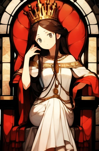 Red-haired girl sitting on the throne