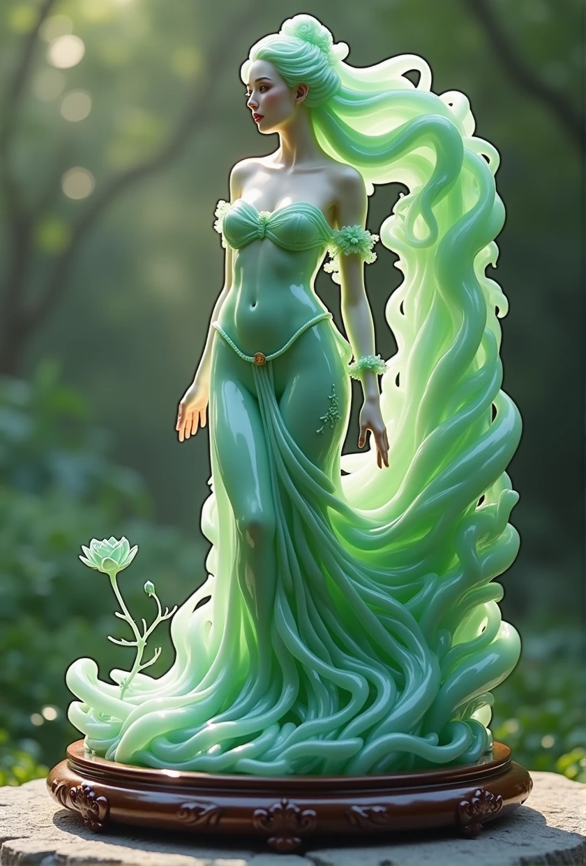 best quality, very good, 16K, ridiculous, Extremely detailed, Gorgeous woman，Made of translucent jadeite, Background grassland（（A masterpiece full of fantasy elements）））， （（best quality））， （（Intricate details））（8k）,sexy body,traditional girl arts,Queen girls,full body,erotic arts,Amazing deign) ( colourful arts )