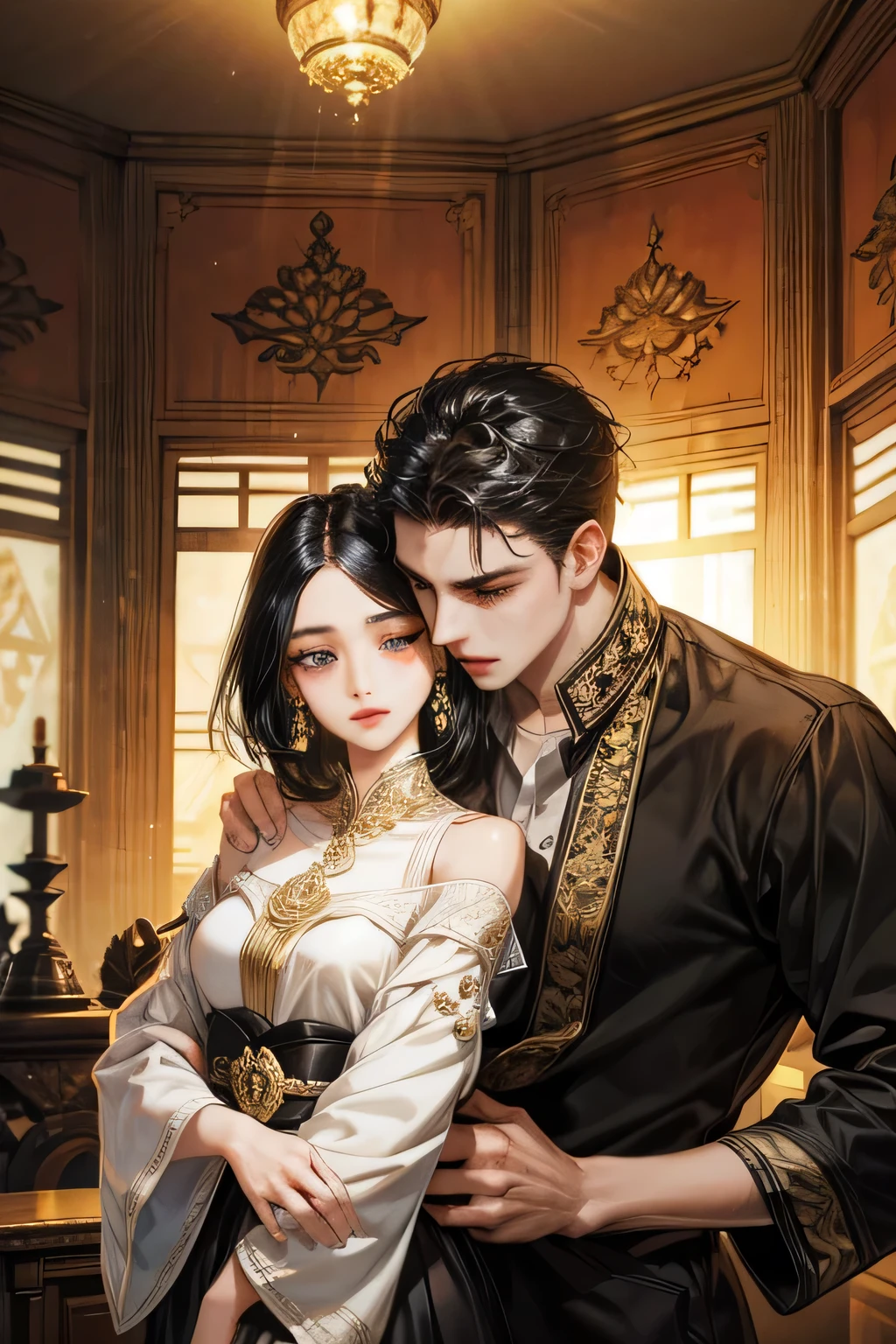 Couple, black hair, javanese style