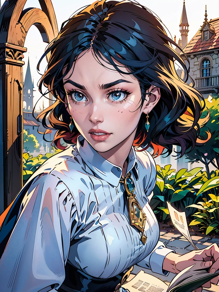 Generate a vivid description of a young witch woman dancing with joy and enchantment  within her whimsical home. As she twirls and weaves intricate spells adding a touch of whimsy in the most mesmerizing fashion. The scene is steeped in a sense of fantasy and wonder, with vivid and colorful details accentuating the magical atmosphere.
Choose from a range of additional activities and scenes to further transport the reader into this realm of magical whimsy and intricate charm, where the impossible becomes delightfully real. Explore her magical home as she engages in brewing potions .
Her skin is portrayed with meticulous attention, revealing every pore and nuance in vivid and vibrant colors, reflecting the chosen mood of the scene. The description should envelop the reader in a world where every corner of her magical home teems with enchantment, where even the most whimsical desires are granted life with a touch of her magic.
(photorealism, photorealistic, detailed faces, intricate details, 8k)
