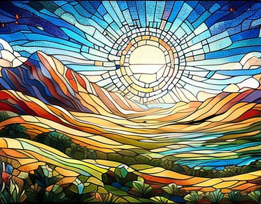 masterpiece, best quality, (sun:1.2),Stained glass painting, PP,8K,HD,