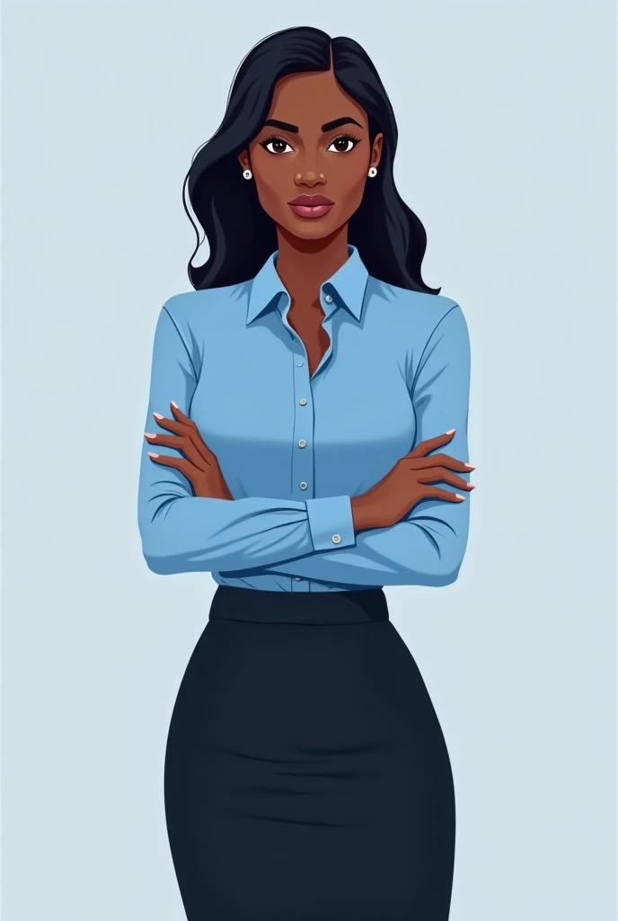 Clipart of dark woman's corporate dressing. Blue shirt and decent black skirt