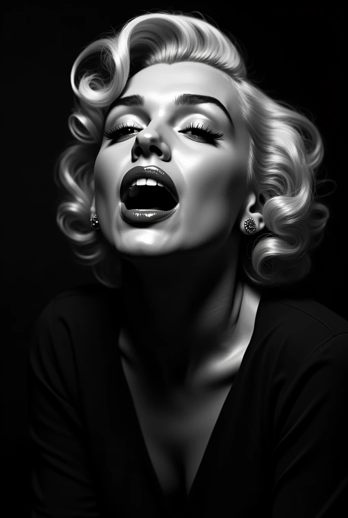 Marilyn Monroe. Moth close big smile (black pencil pic)