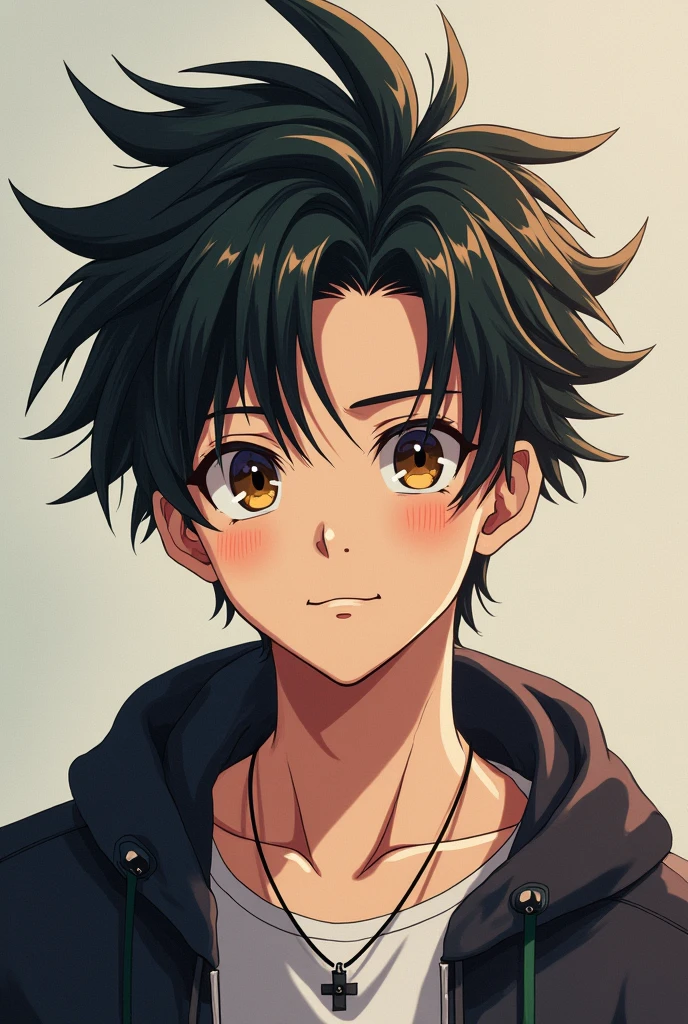 Anime and real type 18 years old male with short weird show with front view