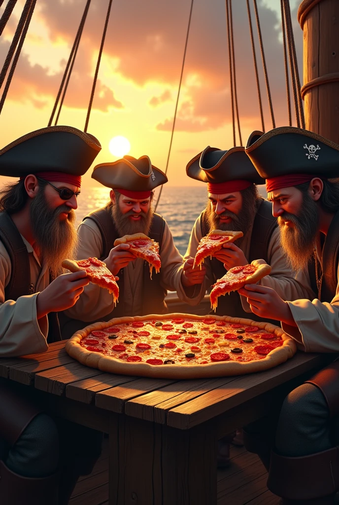 Pirates easting pizza