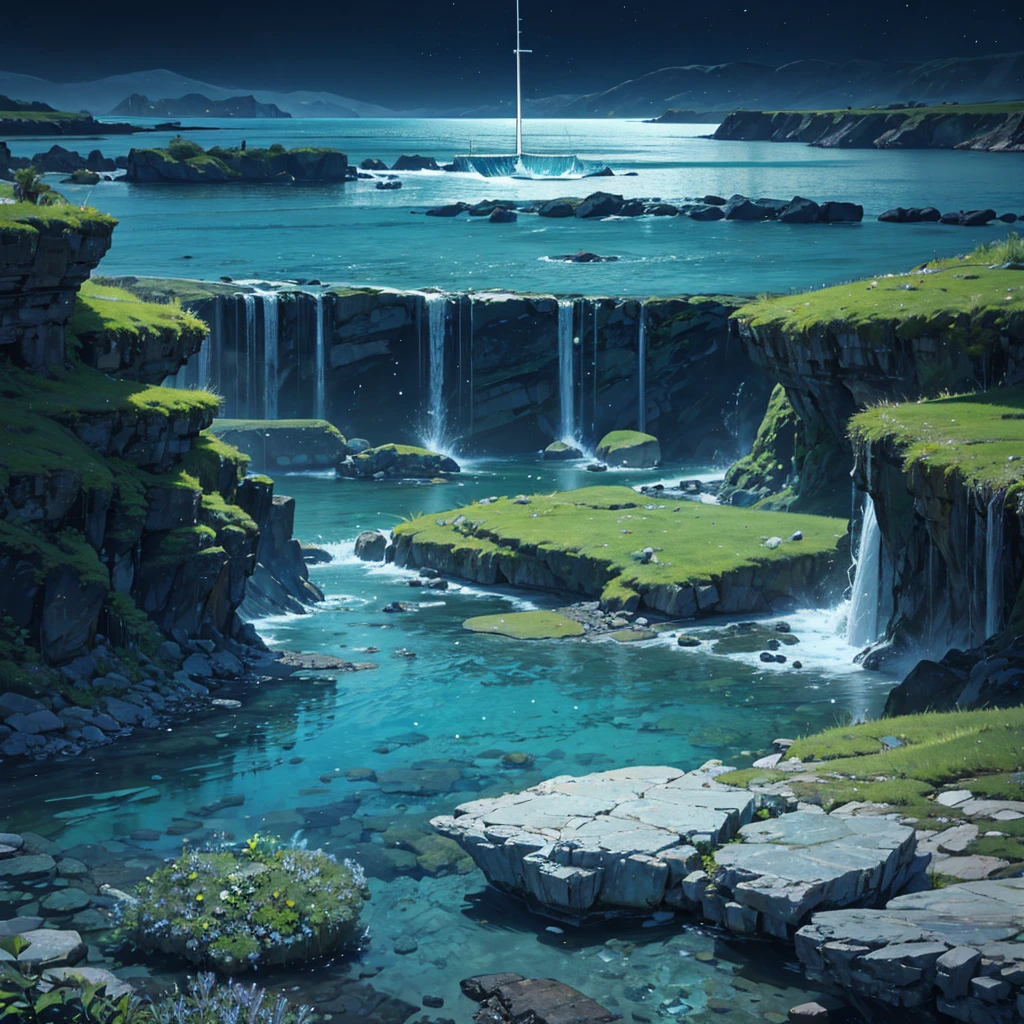 Landscape,2d,seabed,blue,High saturation,Fish,Algae,Waterweed