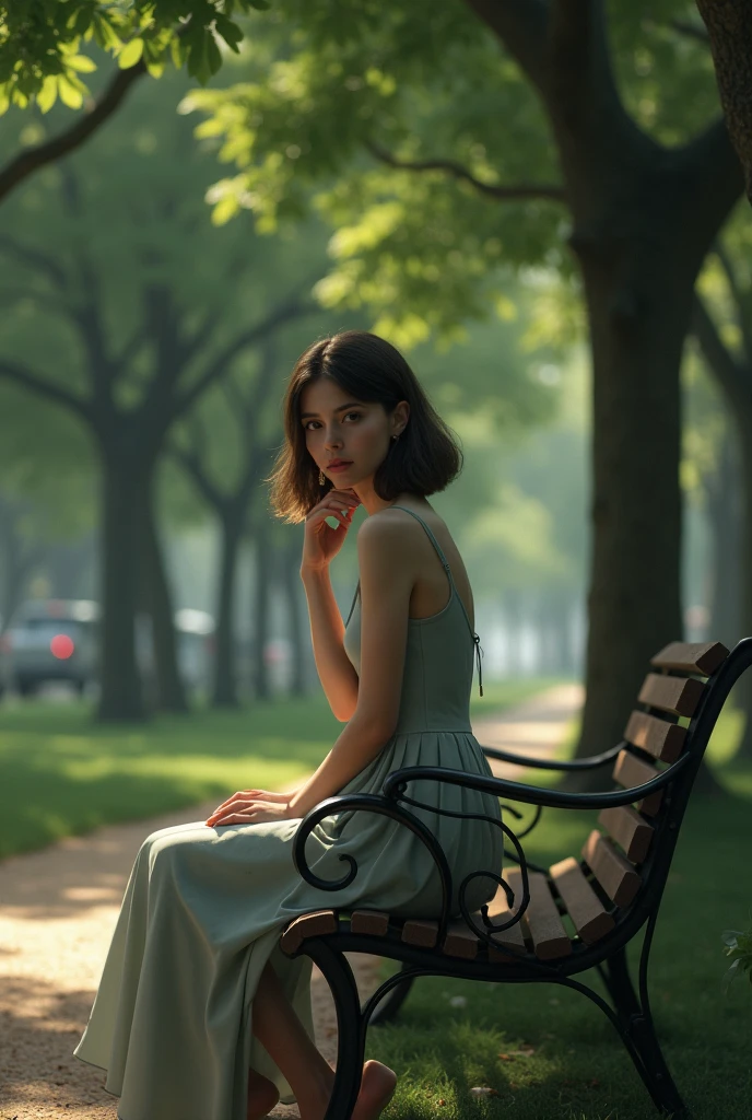 A women sitting on bench