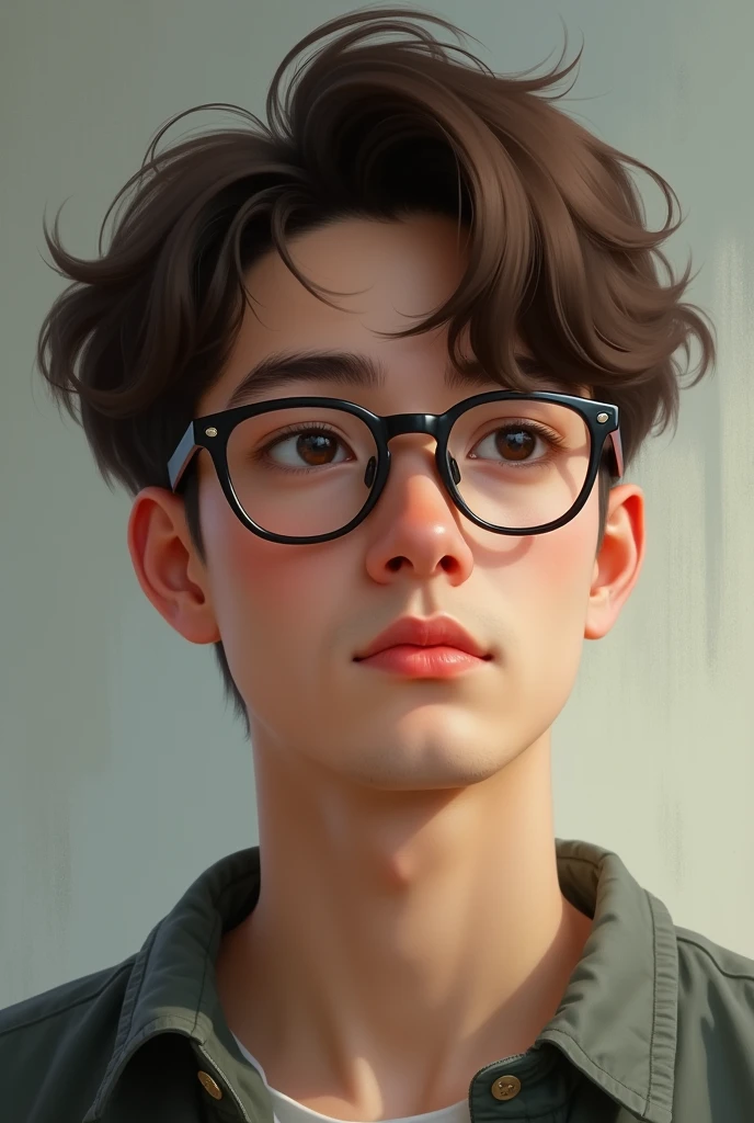 A young man with brown hair and glasses