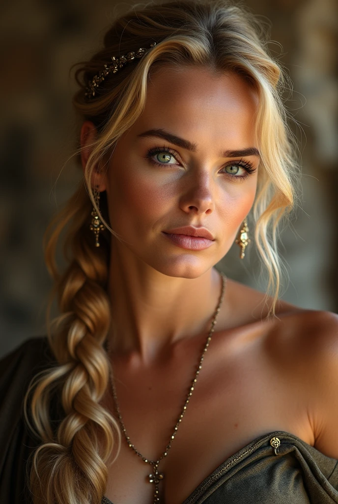 Image of beautiful young Dianne Kruger if she was in Game of Thrones universe.Inspired from her look in Troy movie.