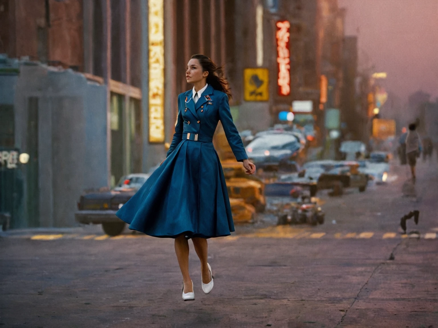 85mm photograph of Sapphic Space Lesbians, commanding spaceships, futuristic worlds, wearing (long pleated full circle skirts), uniform jackets and (girly low heel office shoes), (pronounced (girly) features), (very windy), skirts are flowing wildly in the wind, lesbian space stations, sci-fi, skirts in space, young girls wearing skirts, love skirts, empathy and compassion and love, (pronounced (feminine) features), (highly detailed ultra accurate realistic) hands and fingers, (windy), epic composition, highly detailed attributes, (35mm f1.4 Kodak portra 400 photograph), extremely high quality RAW photograph, highly detailed atmosphere, sci-fi, cinematic shot, dynamic lighting, 75mm, Technicolor, Panavision, cinemascope, sharp focus, fine details, 8k, HDR, realism, realistic, key visual, film still, superb cinematic color grading, depth of field