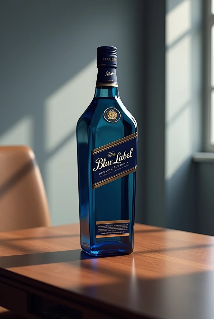 Generate blue label whisky on table