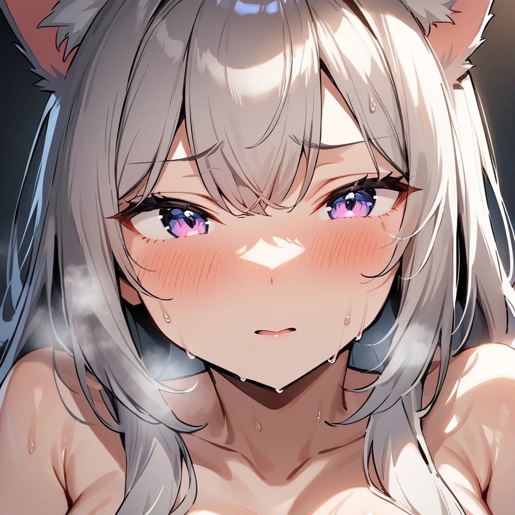 nsfw,1girl,pov,Face focus,smelling,Face,High angle,portrait,nyan,in heat,catgirl,masterpiece, best quality, very aesthetic, absurdres,Sweaty,Numbness,(Heavy Breathing),(medium shot),(front View),(medium shot:1.3)