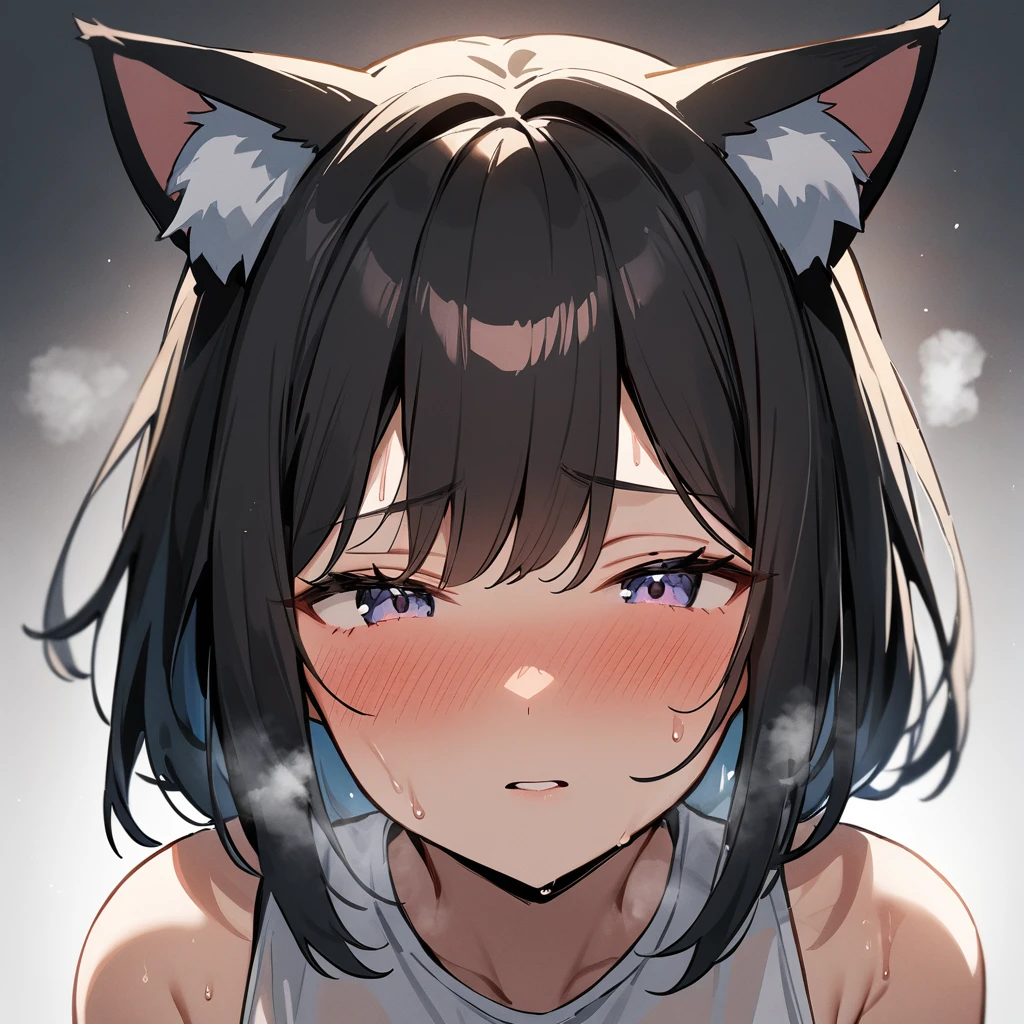 nsfw,1girl,pov,Face focus,smelling,Face,High angle,portrait,nyan,in heat,catgirl,masterpiece, best quality, very aesthetic, absurdres,Sweaty,Numbness,(Heavy Breathing),(medium shot),(front View),(medium shot:1.3)