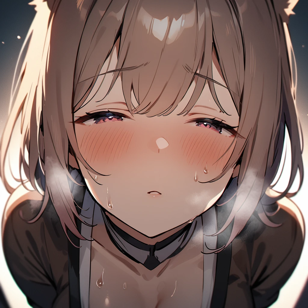 nsfw,1girl,pov,Face focus,smelling,Face,High angle,portrait,nyan,in heat,catgirl,masterpiece, best quality, very aesthetic, absurdres,Sweaty,Numbness,(Heavy Breathing),(medium shot),(front View),(medium shot:1.3)