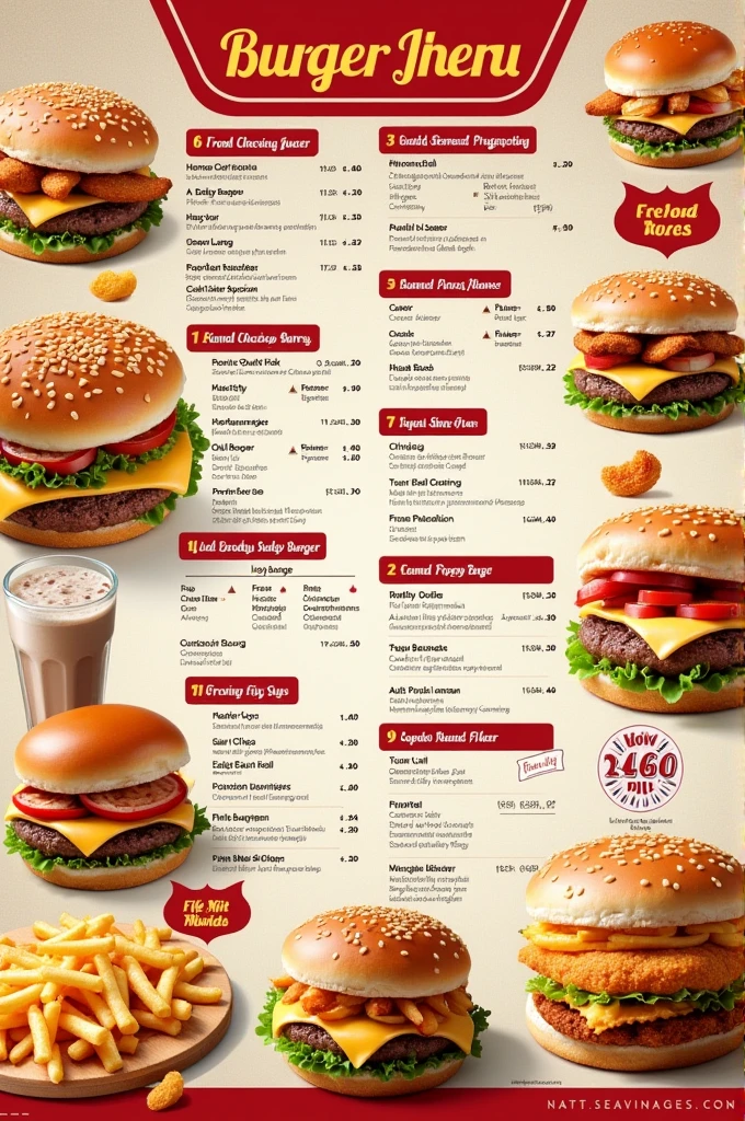 A fast food menu