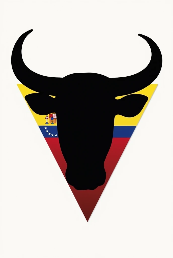 Silhouette of a bull's face in a geometric shape with the flag of Spain and Venezuela