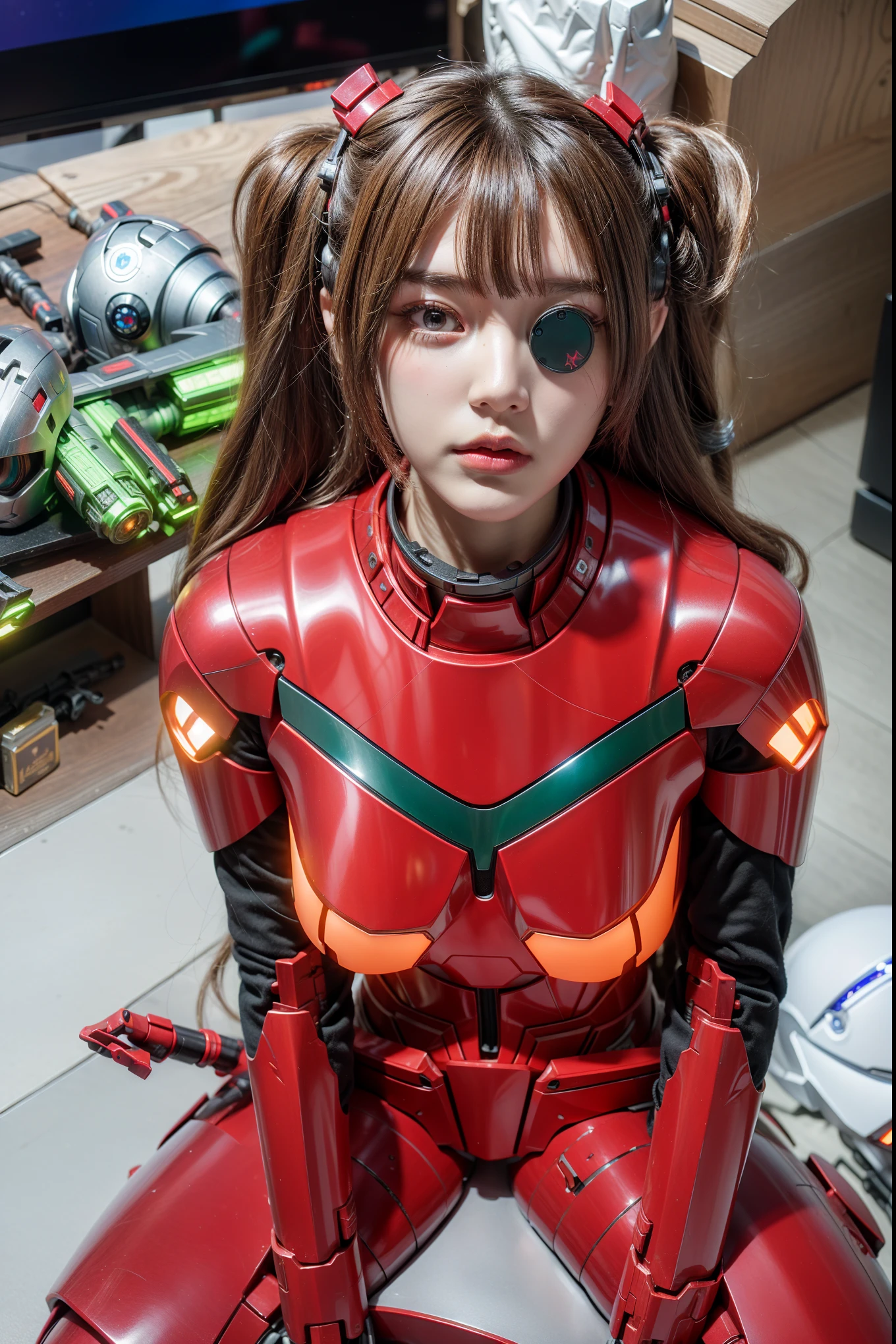 Futuristic high-tech style，best quality,Fairy Skin,(every time :1.2),eternal,Very detailed,Practical,high quality,Light,Light线追踪,Ultra HD,Upper Body, Future Iron Man Mech，shooting，Battery，Transmitter，Large caliber artillery，Rostlan 8K，Mecha Cyber Armored Girls,Wearing a cyberpunk technology helmet，Star Armor Helmet，With breathing Light，The armor of the future shines，Armed Cannon，High-tech armor，helmet，Full steel mechanical structure，Wear black high-tech glasses，Robotic arm straightened