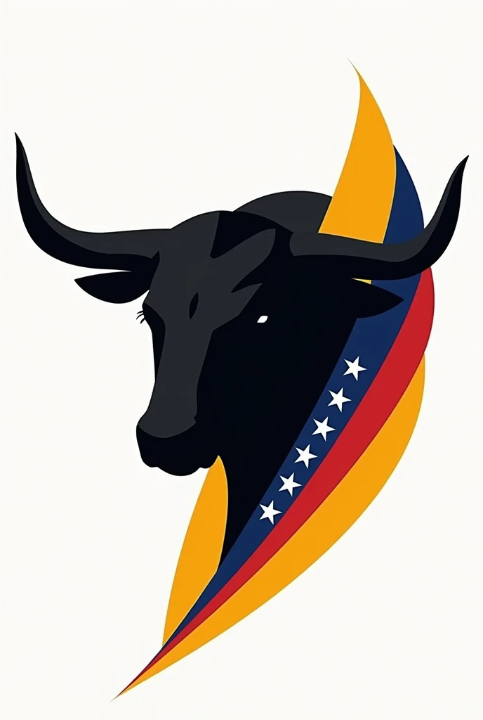 Silhouette of a bull&#39;s face in geometric shape, along with the flag of Spain and the flag of Venezuela