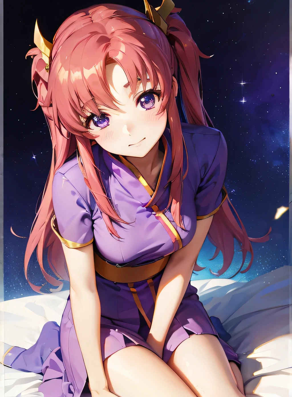 Lacus Clyne, leaning forward,nsfw,blush