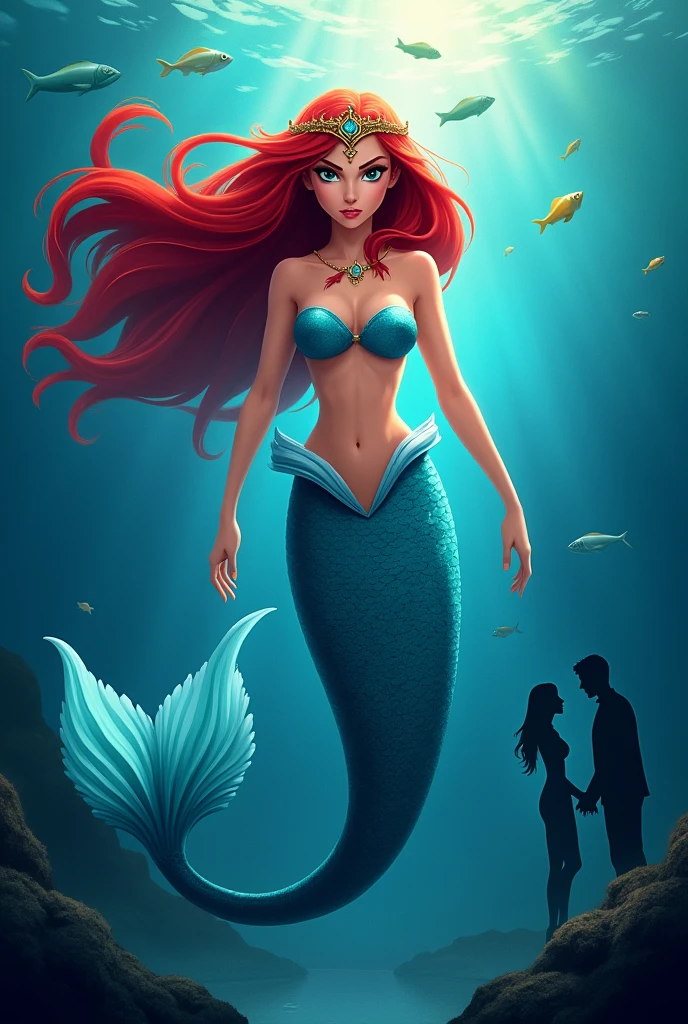 A poster for "Rina" Season 7
Rina is a mermaid with blue tail, top, ears, crown and red hair trying to break up Lewis and Miriam