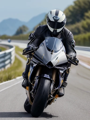 best quality, detailed, beautiful, insanely detailed, absurdres,perfect anatomy, (Two racer replica motorcycles speeding down the highway:1.5), (motion blur:1.2), Japanese female,black hair,27 years old, (slender), (small breasts),(super fucking beautiful),